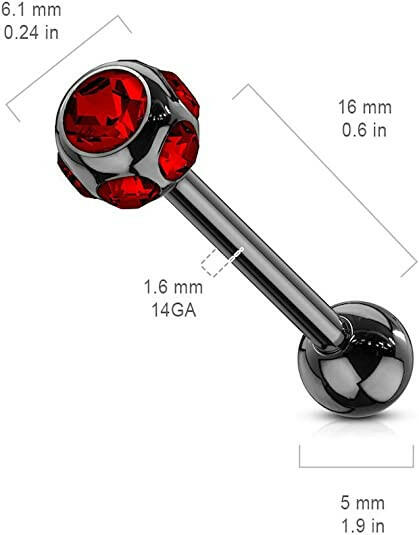 Surgical Steel Multiple Gem Ball Top IP Barbells Barbell Impulse Piercings