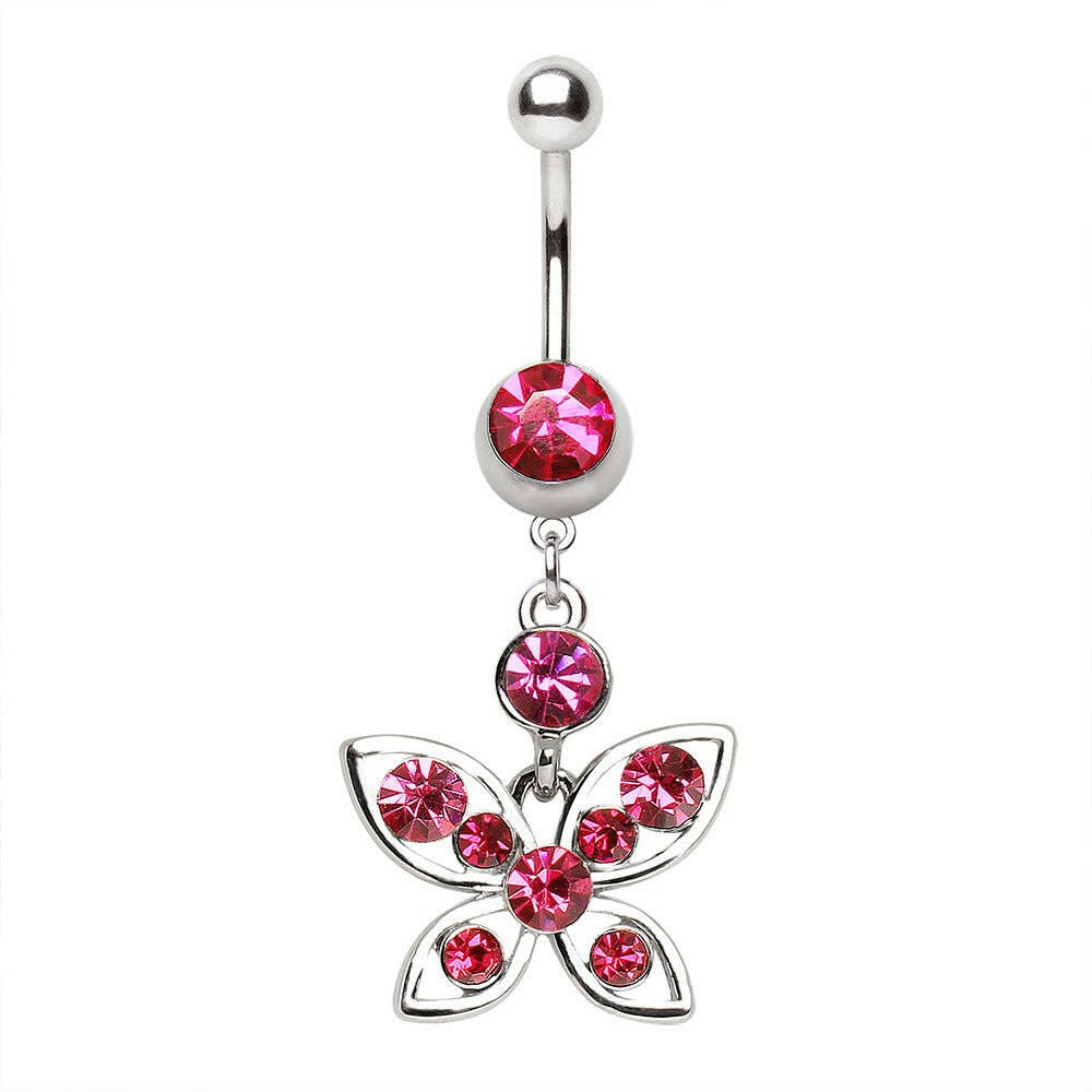 Surgical Steel Navel Ring with Butterfly