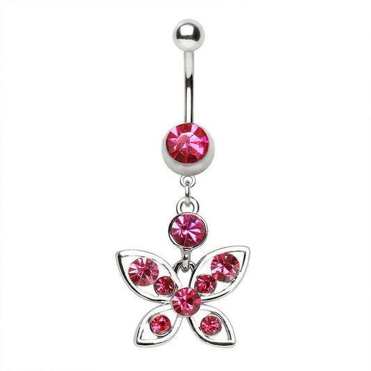 Surgical Steel Navel Ring with Butterfly