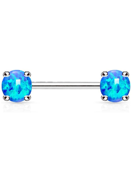 Surgical Steel Opal Front Facing Ends Nipple Barbell Rings Nipple Ring Impulse Piercings Blue