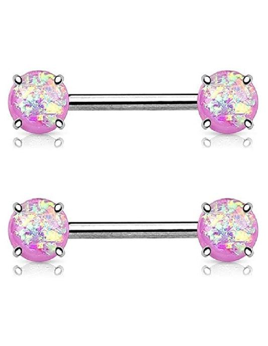 Surgical Steel Opal Glitter Front Facing Nipple Barbell Rings Nipple Ring Impulse Piercings Purple