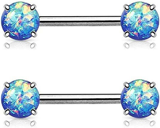 Surgical Steel Opal Glitter Front Facing Nipple Barbell Rings Nipple Ring Impulse Piercings Aqua