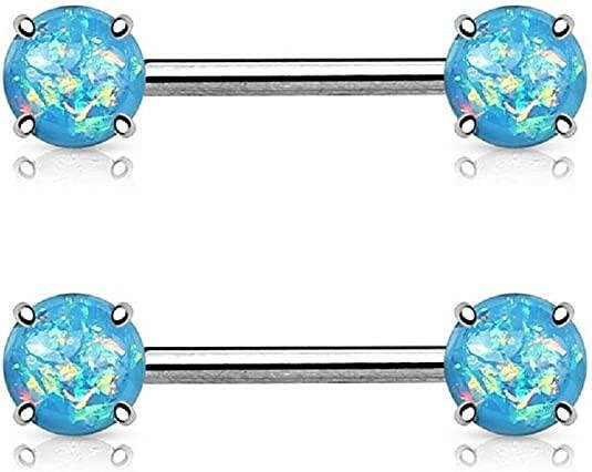 Surgical Steel Opal Glitter Front Facing Nipple Barbell Rings Nipple Ring Impulse Piercings Blue