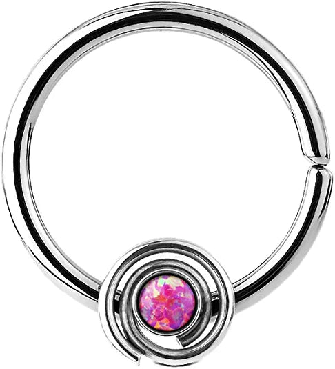 Surgical Steel Opal Spiral Bendable Septum Cartilage Hoop Rings Septum Ring Impulse Piercings Pink