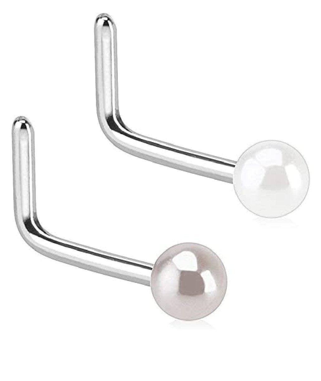 Surgical Steel Pearl Coating Ball L Bend Nose Rings Nose Ring Impulse Piercings Pink