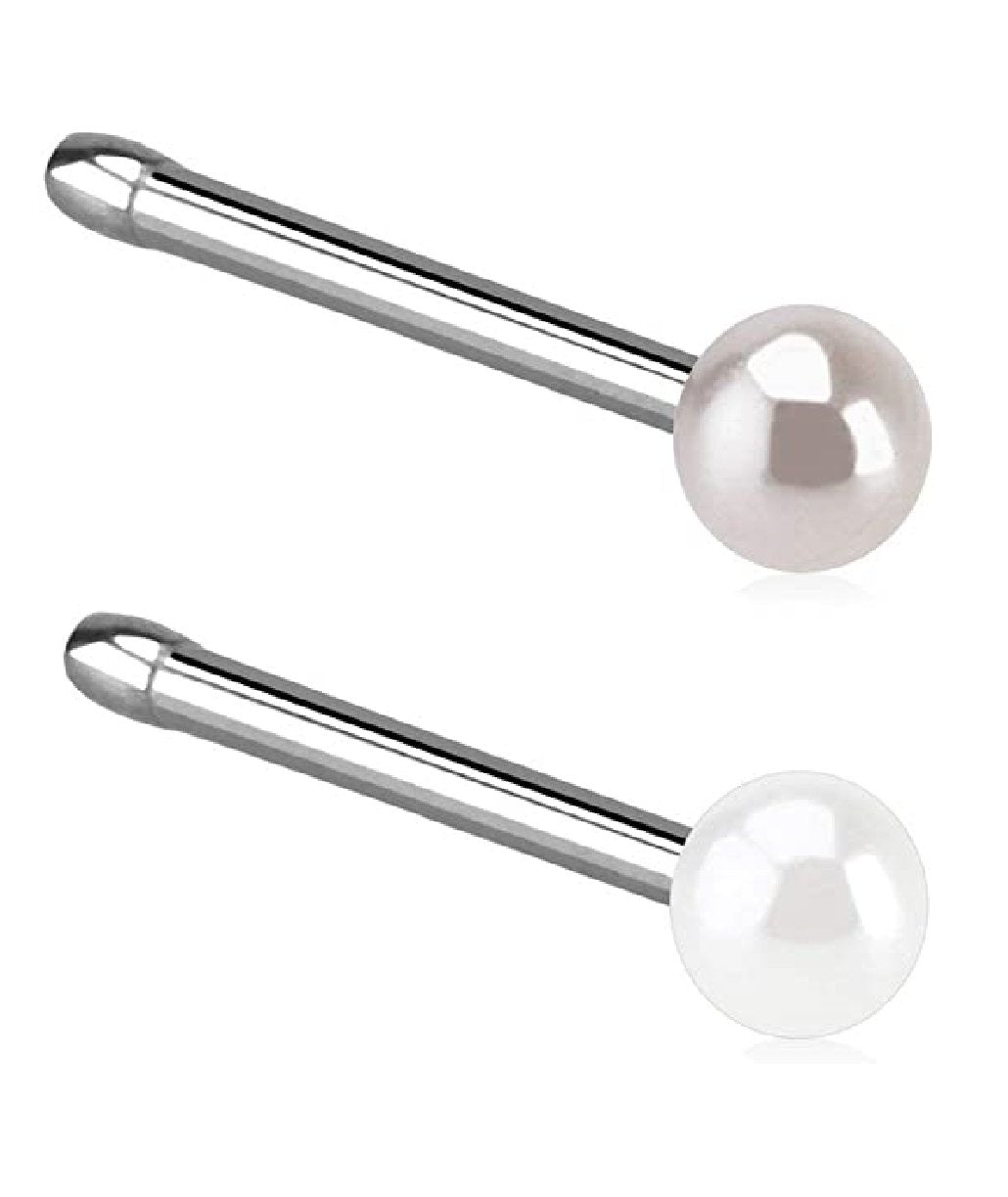 Surgical Steel Pearl Coating Ball Nose Bone Stud Rings Nose Ring Impulse Piercings Pink