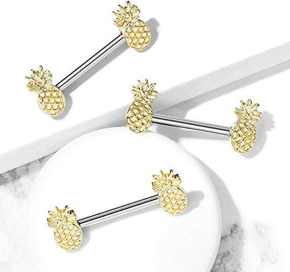 Surgical Steel Pineapple Ends Nipple Barbell Rings Nipple Ring Impulse Piercings