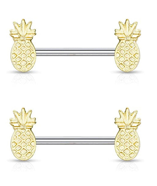 Surgical Steel Pineapple Ends Nipple Barbell Rings Nipple Ring Impulse Piercings