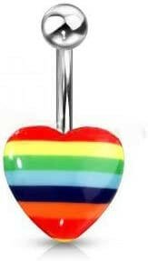 Surgical Steel Rainbow Acrylic Heart Belly Navel Ring Navel Ring Impulse Piercings