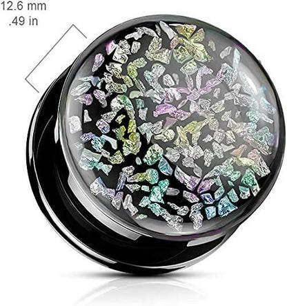 Surgical Steel Rainbow Fossil Black Screw Fit Tunnel Plugs Impulse Piercings