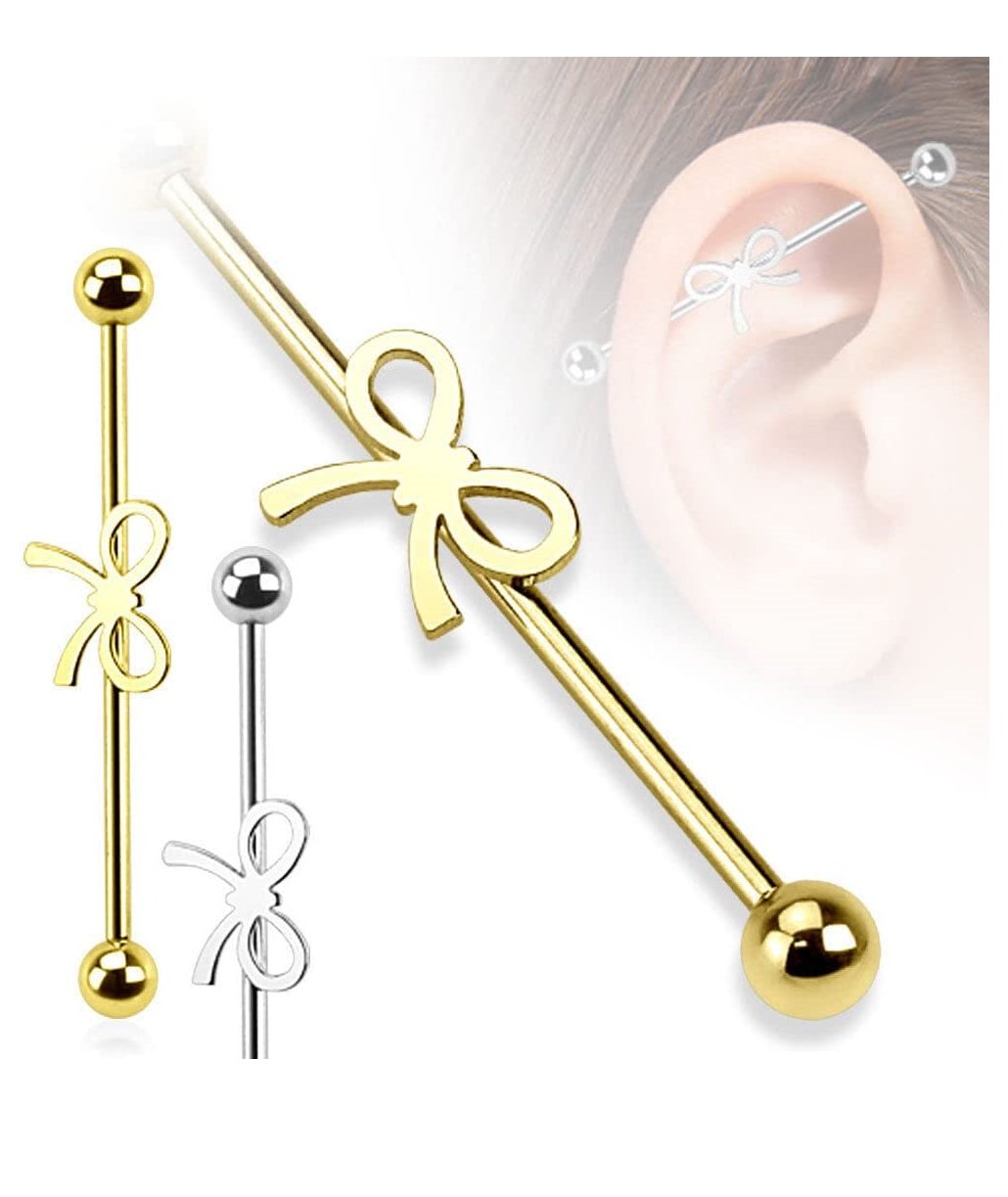 Surgical Steel Ribbon Industrial Barbell Industrial Barbell Impulse Piercings Gold