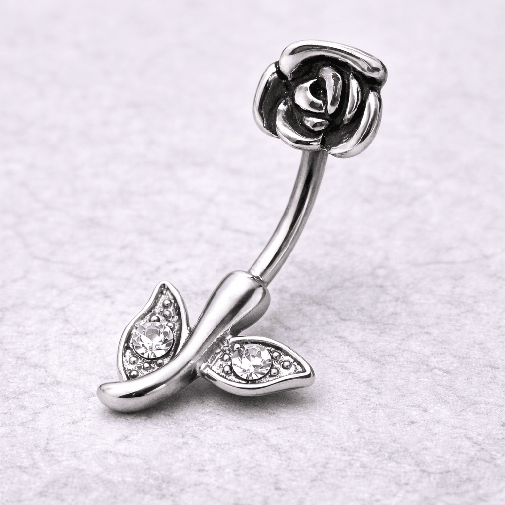 Surgical Steel Rose Navel Ring - Skin Metals