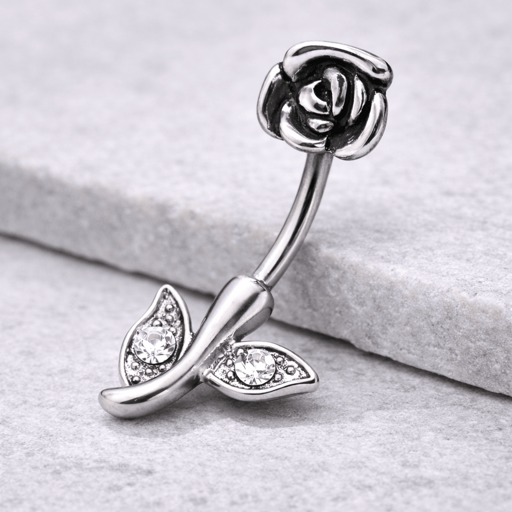 Surgical Steel Rose Navel Ring - Skin Metals