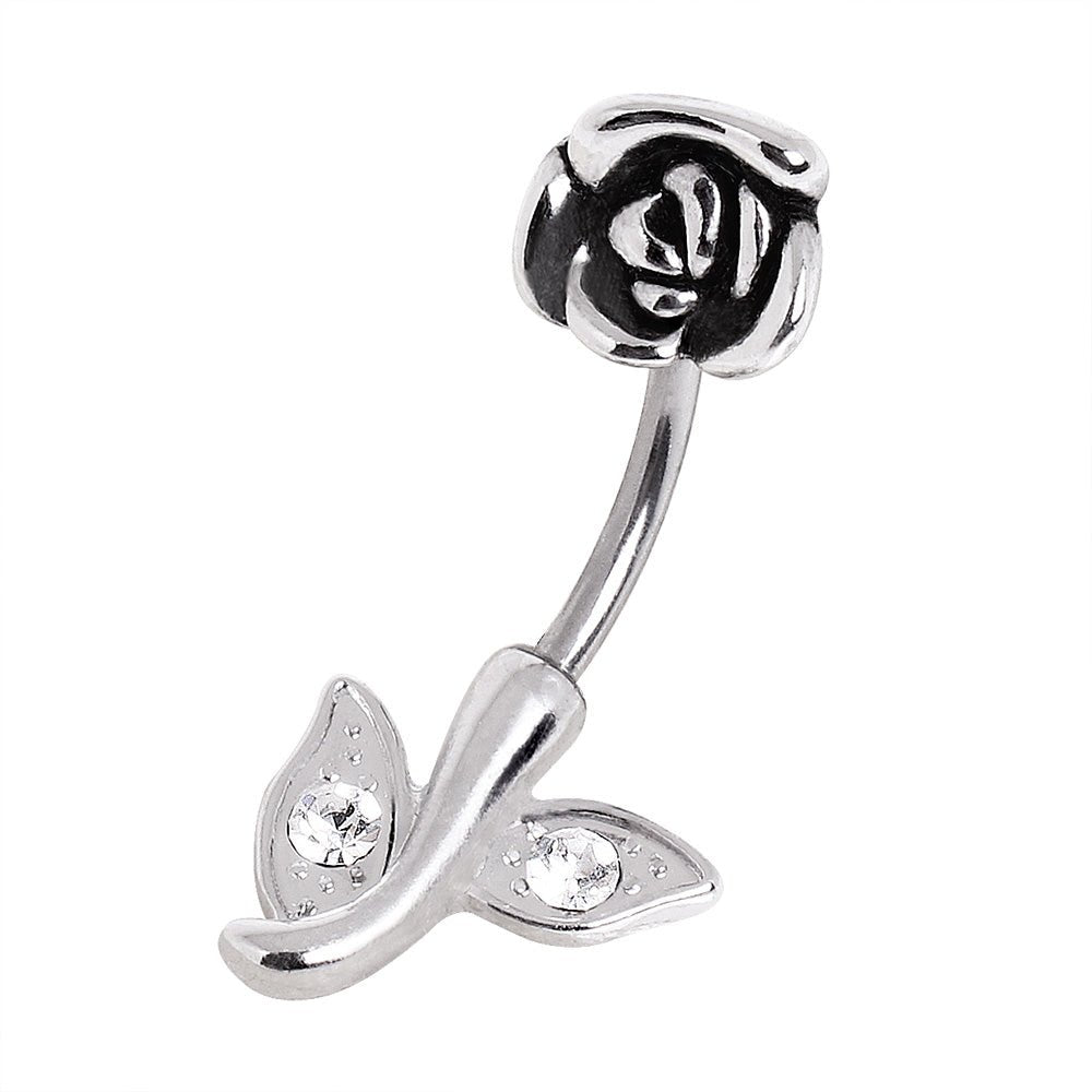 Surgical Steel Rose Navel Ring - Skin Metals