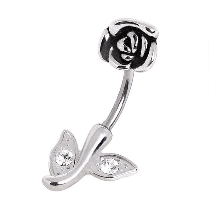 Surgical Steel Rose Navel Ring - Skin Metals