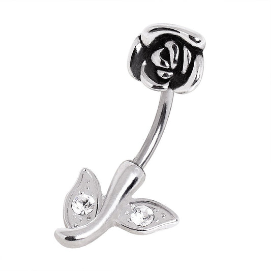 Surgical Steel Rose Navel Ring - Skin Metals
