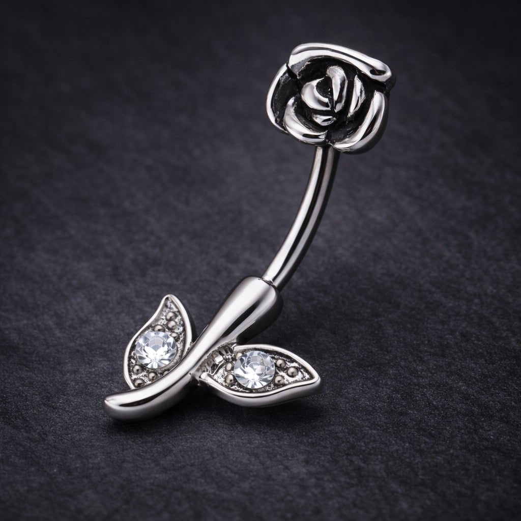 Surgical Steel Rose Navel Ring - Skin Metals