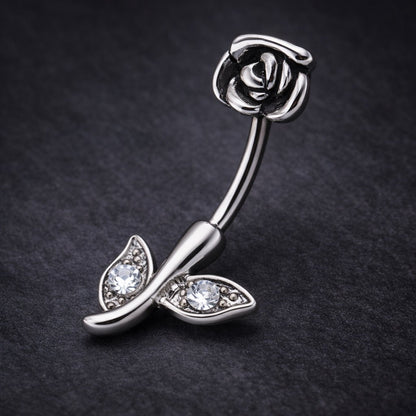 Surgical Steel Rose Navel Ring - Skin Metals