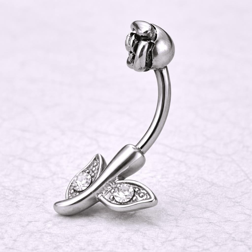 Surgical Steel Rose Navel Ring - Skin Metals