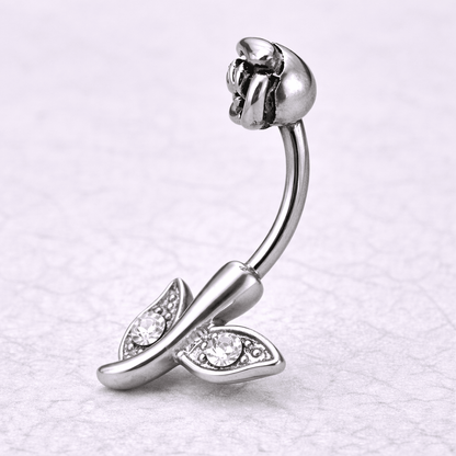 Surgical Steel Rose Navel Ring - Skin Metals
