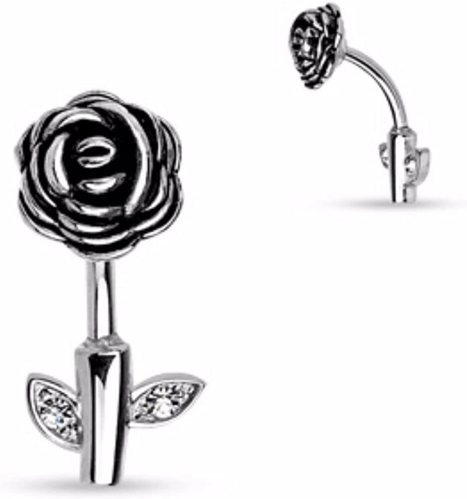 Surgical Steel Rose Stem Belly Navel Ring Navel Ring Impulse Piercings Steel