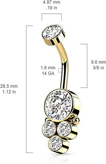 Surgical Steel Round Cluster CZ with Internally Threaded CZ Top Belly Navel Ring Navel Ring Impulse Piercings