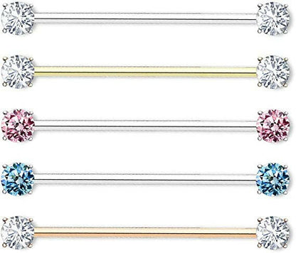 Surgical Steel Round CZ Ends Industrial Barbell Industrial Barbell Impulse Piercings