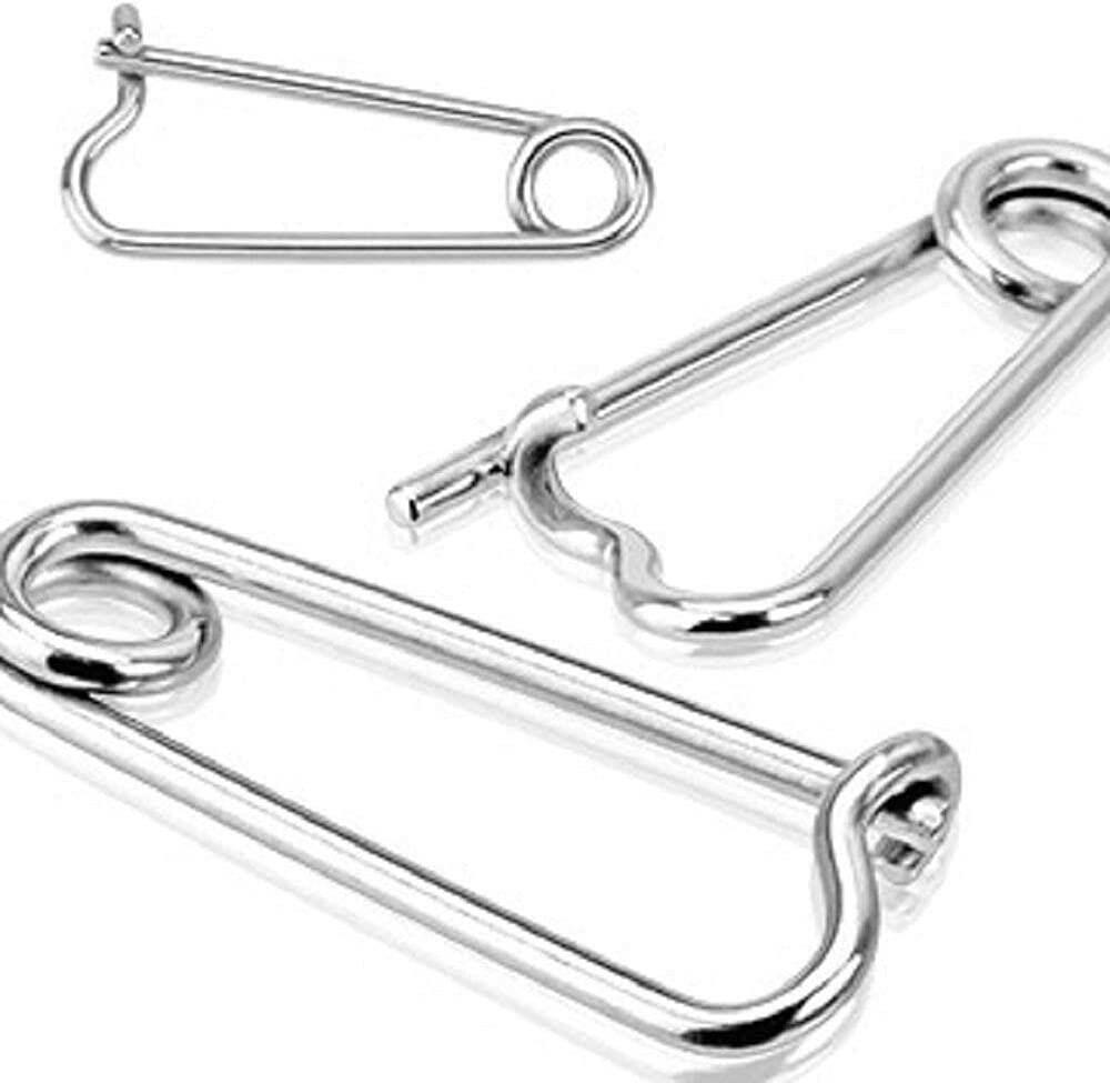 Surgical Steel Safety Pin Nipple Rings Nipple Ring Impulse Piercings 16GA Clear