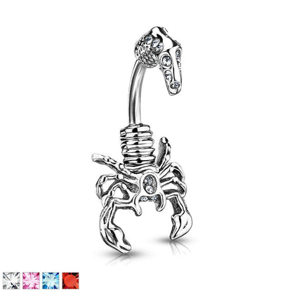 Surgical Steel Scorpion with Multi-Gem Head and Tail Belly Navel Ring Navel Ring Impulse Piercings