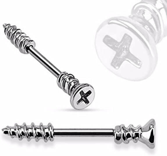 Surgical Steel Screw Shaped Nipple Barbell Rings Nipple Ring Impulse Piercings Steel