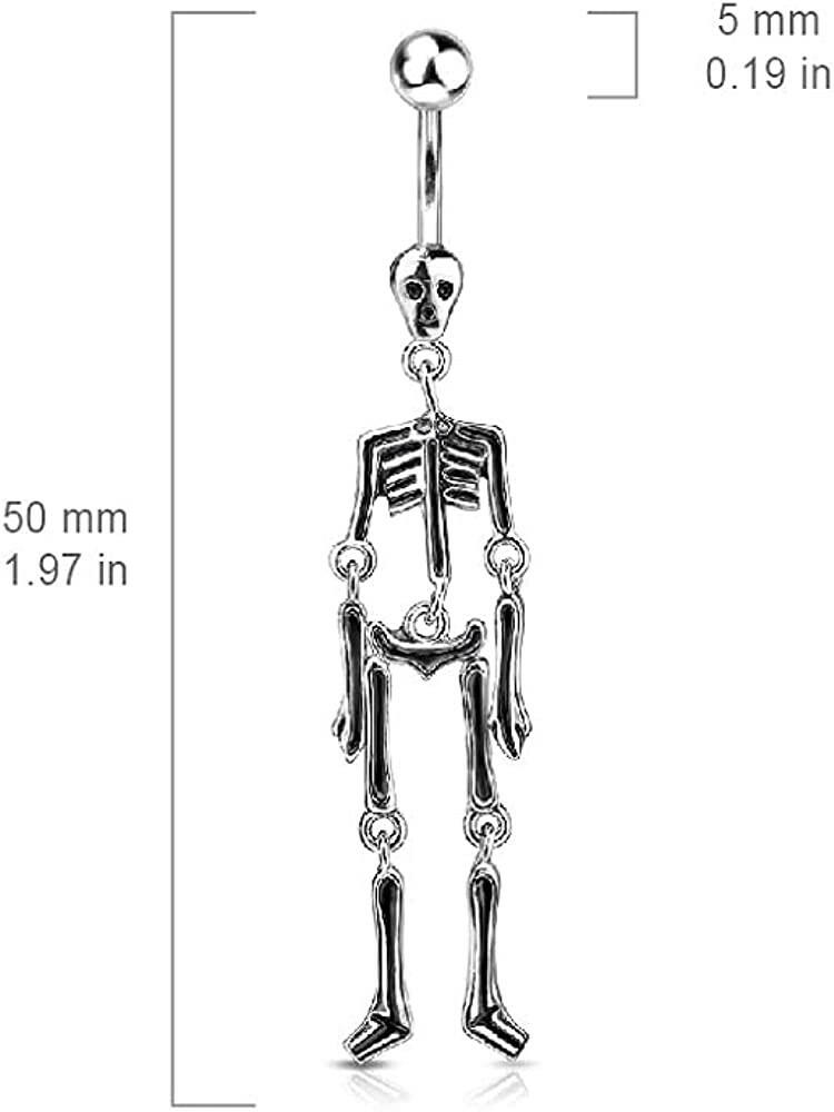 Surgical Steel Skeleton Dangle Belly Navel Ring Navel Ring Impulse Piercings