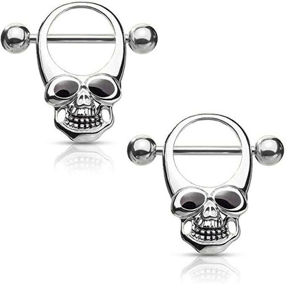 Surgical Steel Skull With Enamel Eyes Nipple Shield Rings Nipple Ring Impulse Piercings Steel