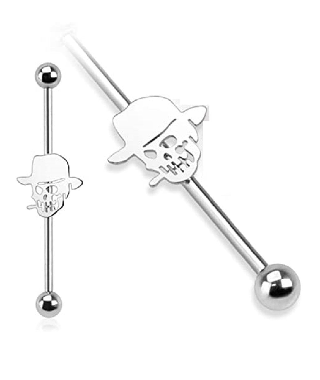 Surgical Steel Skull with Hat Industrial Barbell Industrial Barbell Impulse Piercings