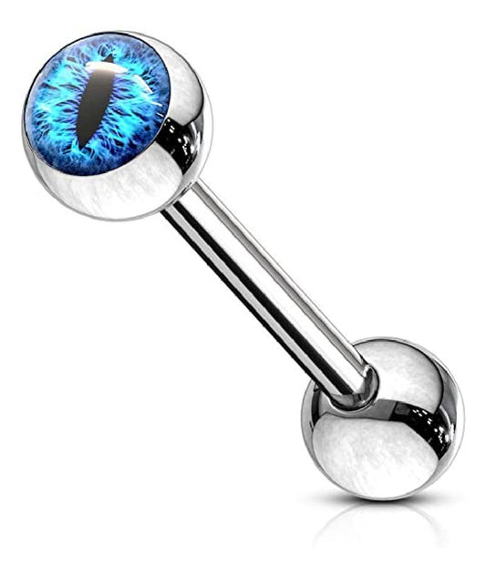 Surgical Steel Snake Eye Inlaid Ball Barbells Barbell Impulse Piercings Blue