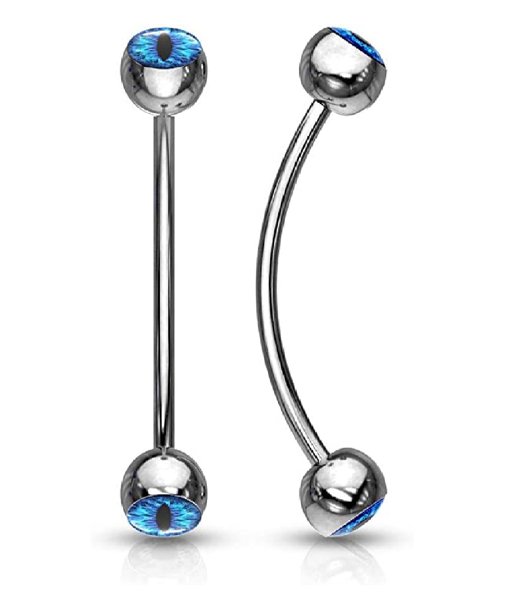 Surgical Steel Snake Eye Inlaid Ball Ends for Snake Eye Piercing Curved Barbells Eyebrow Ring Impulse Piercings Blue