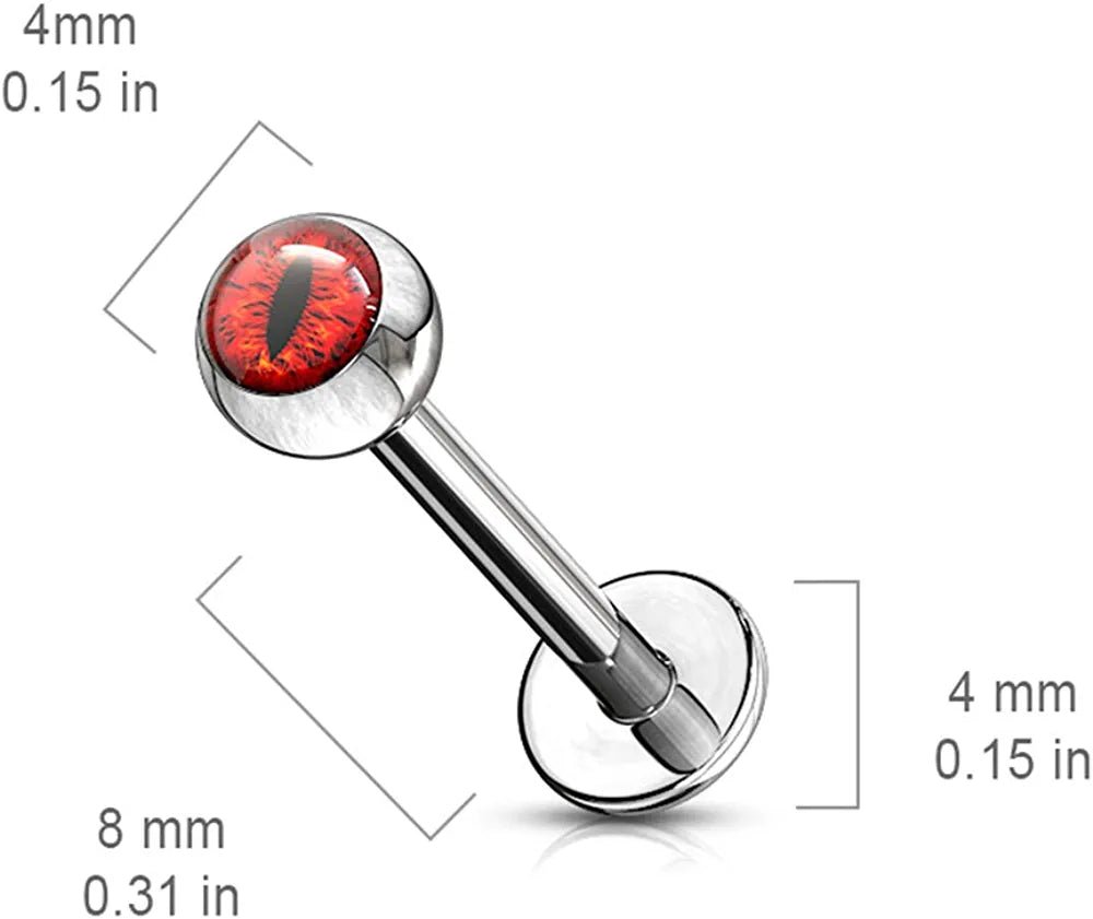 Surgical Steel Snake Eye Inlaid Ball Labret Monroe Cartilage Studs Labret Impulse Piercings