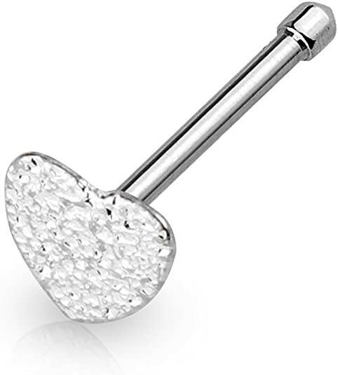 Surgical Steel Sparkling Sand Blast Finish Heart Top Nose Bone Stud Rings Nose Ring Impulse Piercings Steel