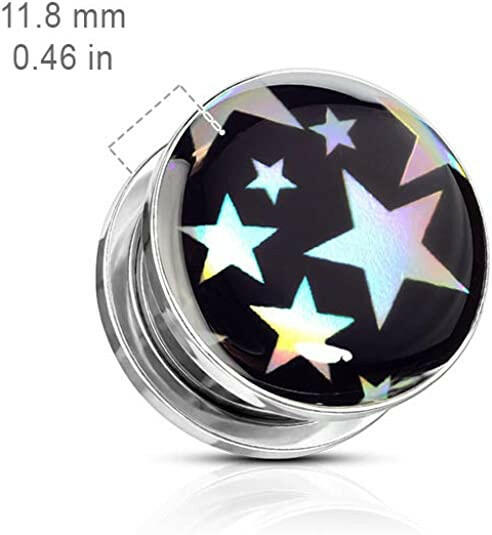 Surgical Steel Stars Hologram Screw Fit Flesh Tunnel Plugs Plugs Impulse Piercings