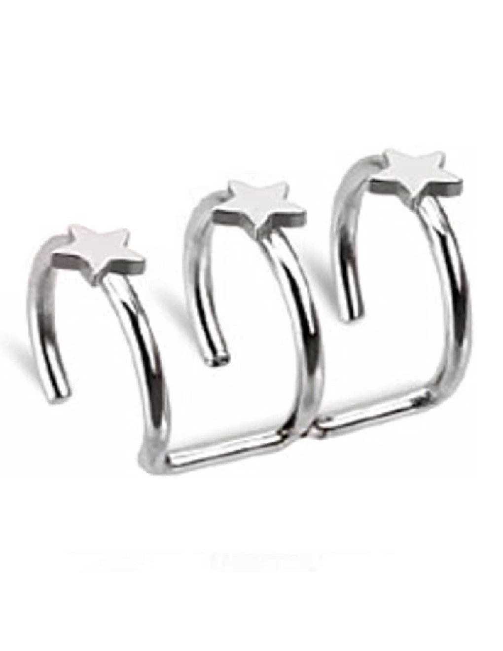 Surgical Steel Stars on Fake Non-Piercing Cartilage 'Clip-On' Triple Closure Ring Cuff Earring Impulse Piercings