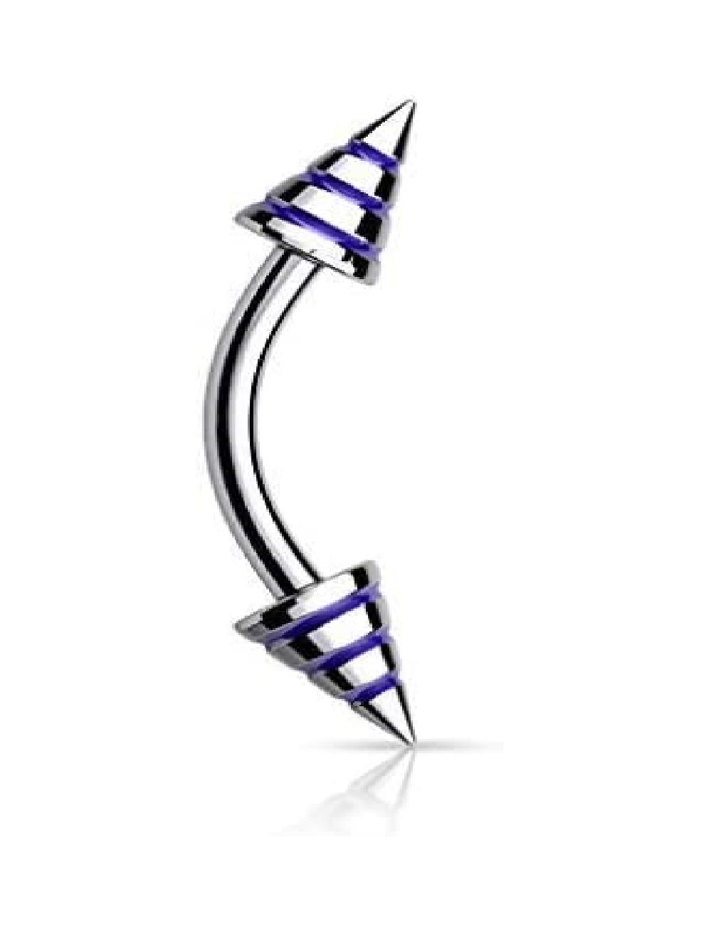 Surgical Steel Striped Spikes Curve Barbells Curved Barbell Impulse Piercings Blue