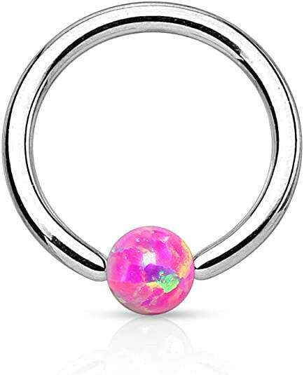 Surgical Steel Synthetic Opal Ball Captive Bead Rings Captive Bead Impulse Piercings 16GA Length: 6mm Pink