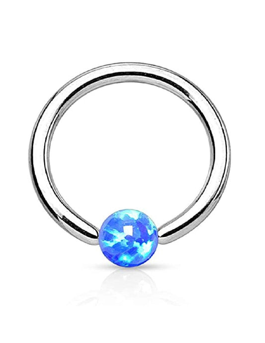 Surgical Steel Synthetic Opal Ball Captive Bead Rings Captive Bead Impulse Piercings 16GA Length: 6mm Blue