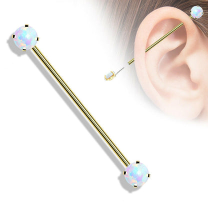 Surgical Steel Threadless Push in Opal Ends Industrial Barbell Industrial Barbell Impulse Piercings