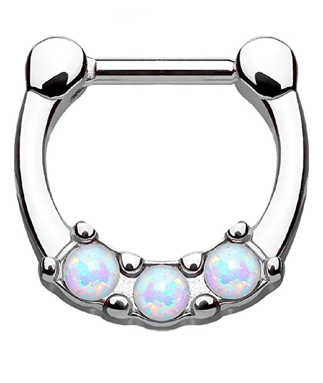 Surgical Steel Three Opal Septum Clickers Septum Ring Impulse Piercings