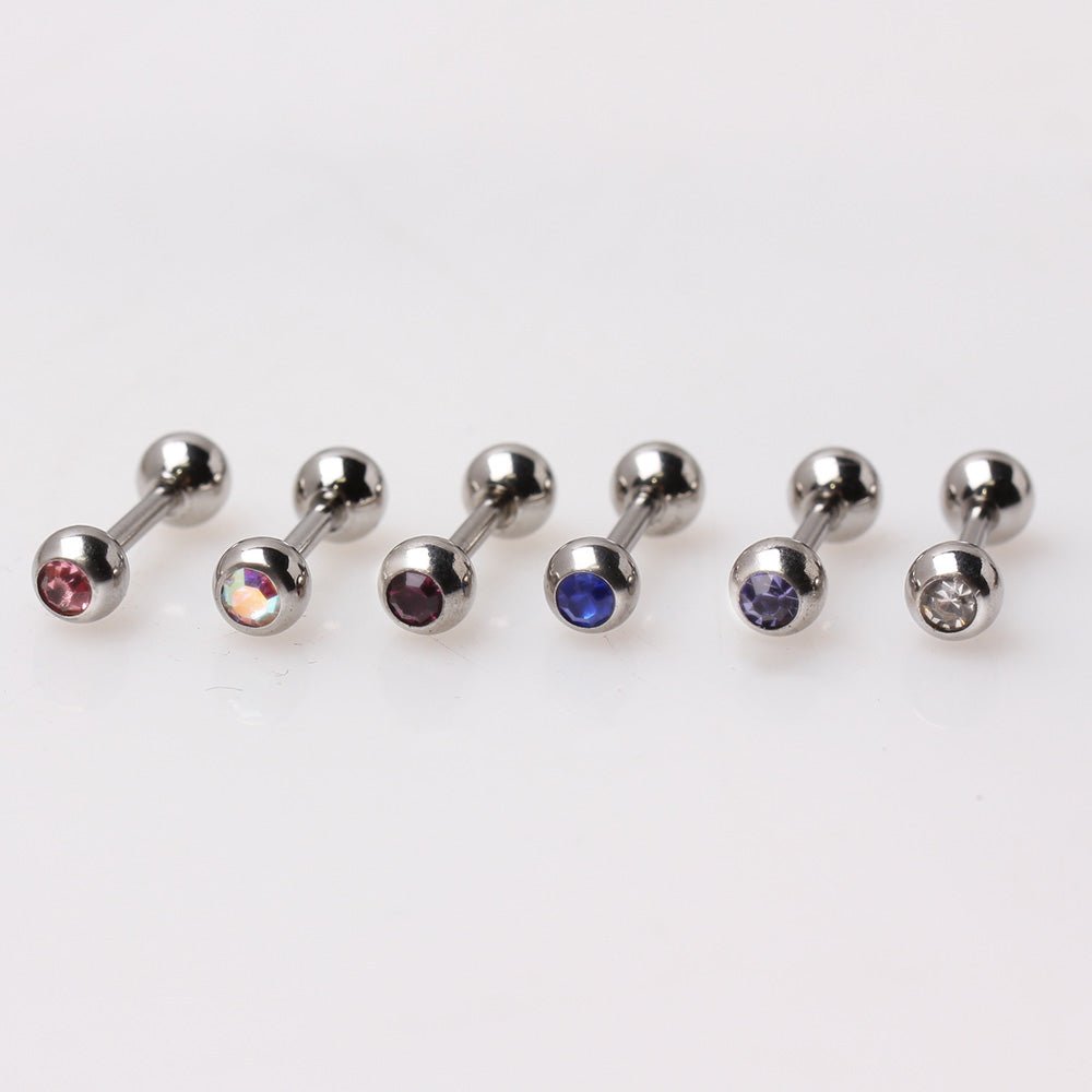 Surgical Steel Tragus Ring with Press Fitted Cubic Zirconia Ball Impulse Piercings