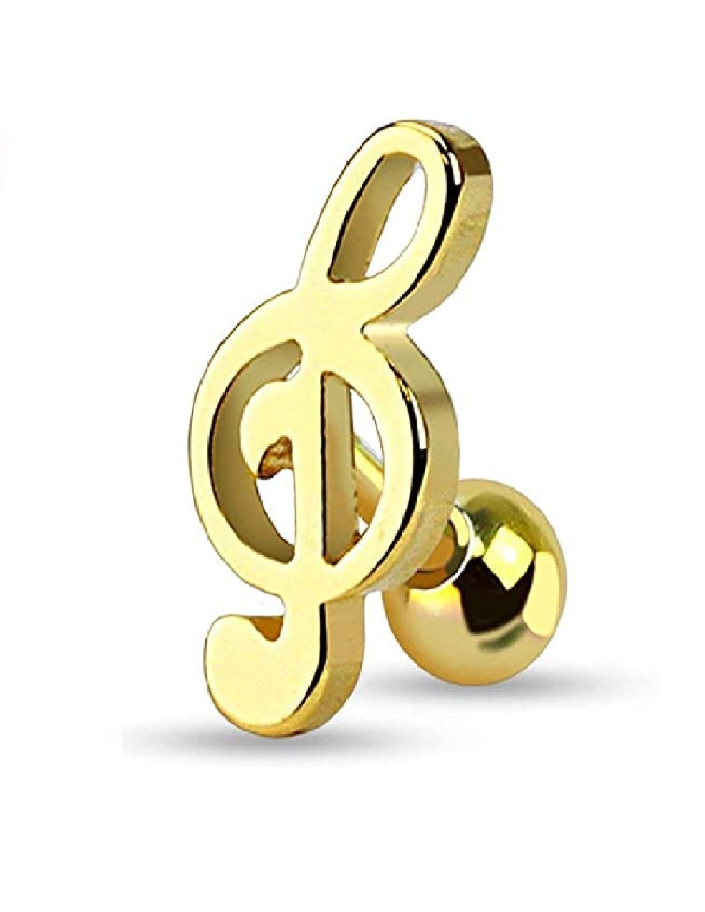 Surgical Steel Treble Clef Music Note Tragus Cartilage Piercing Stud Cartilage Earring Impulse Piercings Gold