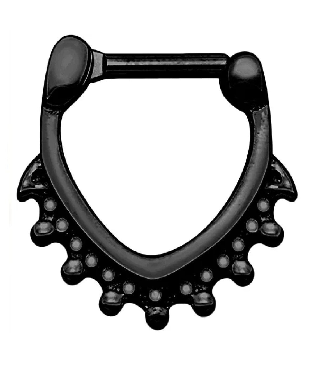 Surgical Steel Triangle Shape with Beads Septum Clickers Septum Ring Impulse Piercings 16GA Length: 6mm Black