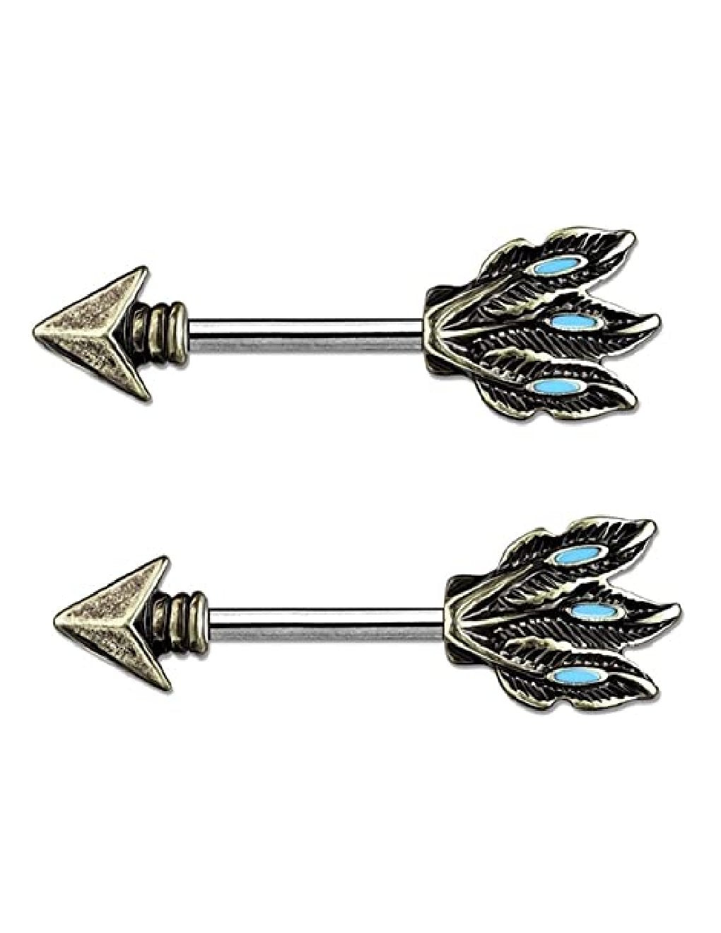 Surgical Steel Tribal Arrow Nipple Barbell Rings Nipple Ring Impulse Piercings