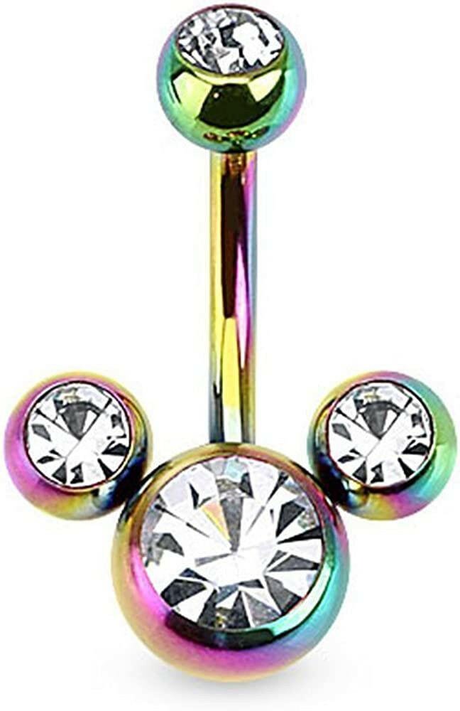 Surgical Steel Triple Bubble Ion Plated Over Belly Navel Ring Navel Ring Impulse Piercings Rainbow