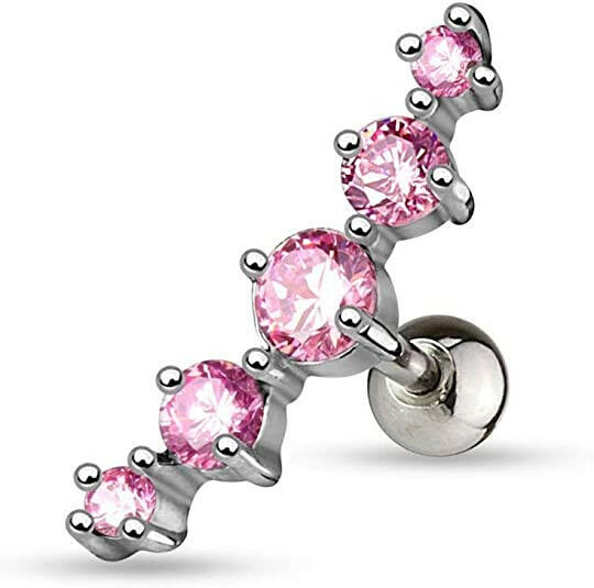 Surgical Steel Triple CZ Droplet Tragus Cartilage Piercing Stud Cartilage Earring Impulse Piercings Pink